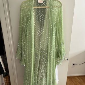 Light green Rococo Sand duster with ruffle and metallic detail size small